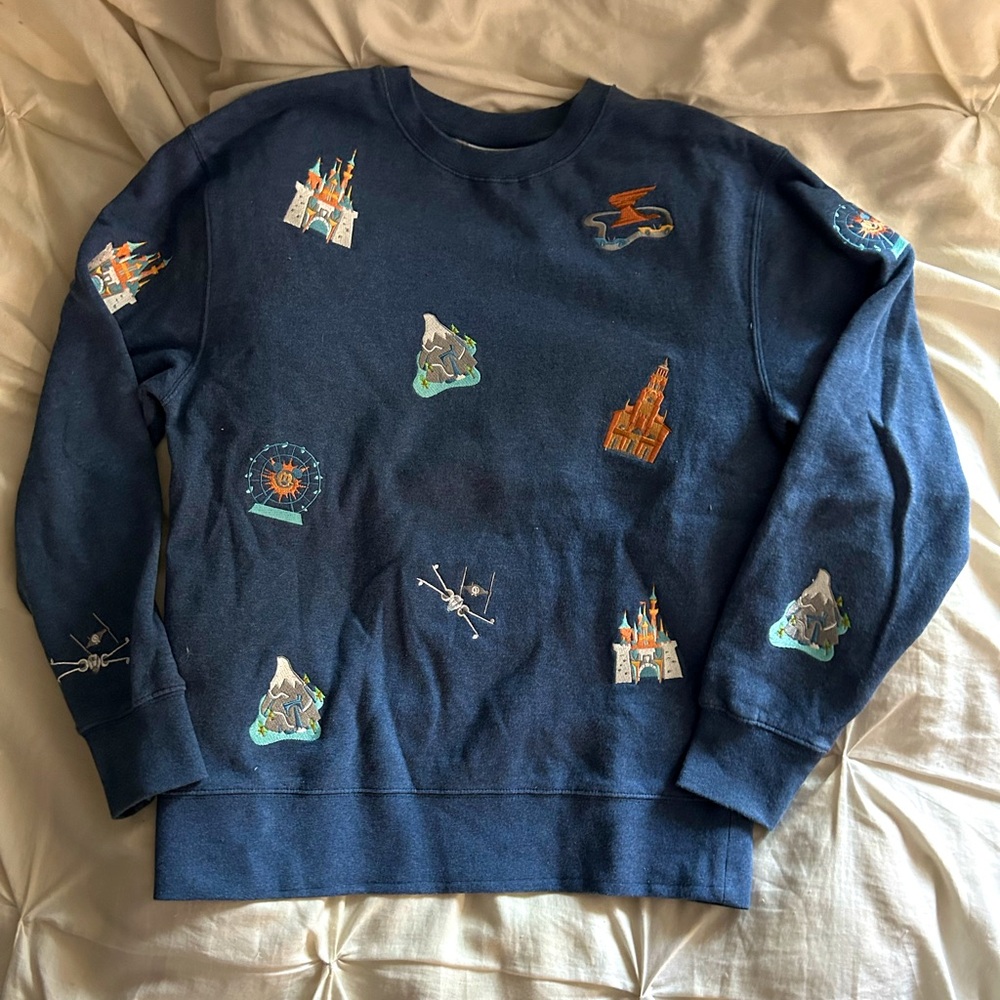 Disneyland Navy Embroidered Crewneck | Sweatshirt | Small